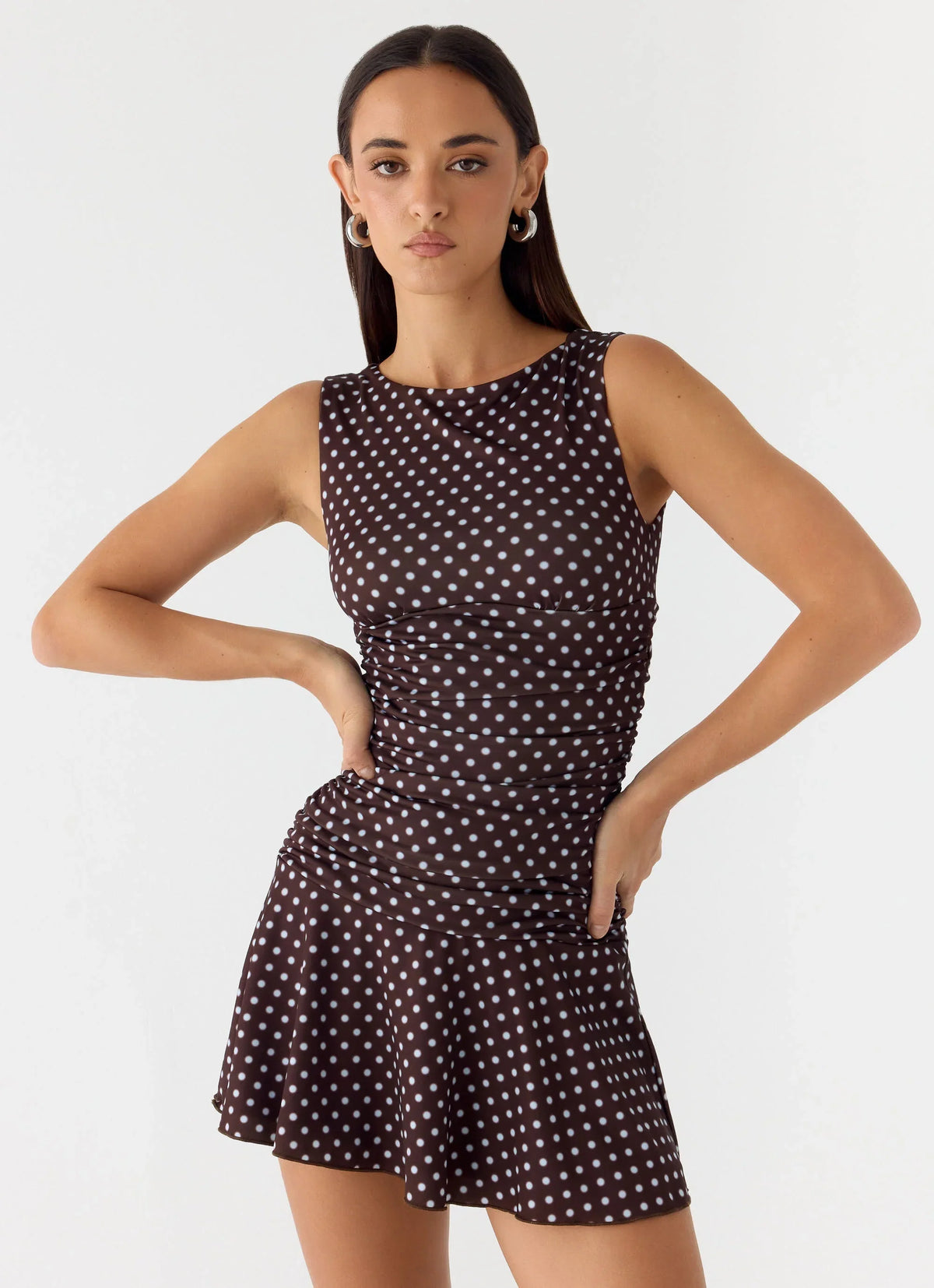 Kelda Mini Dress Chocolate Blue Dot