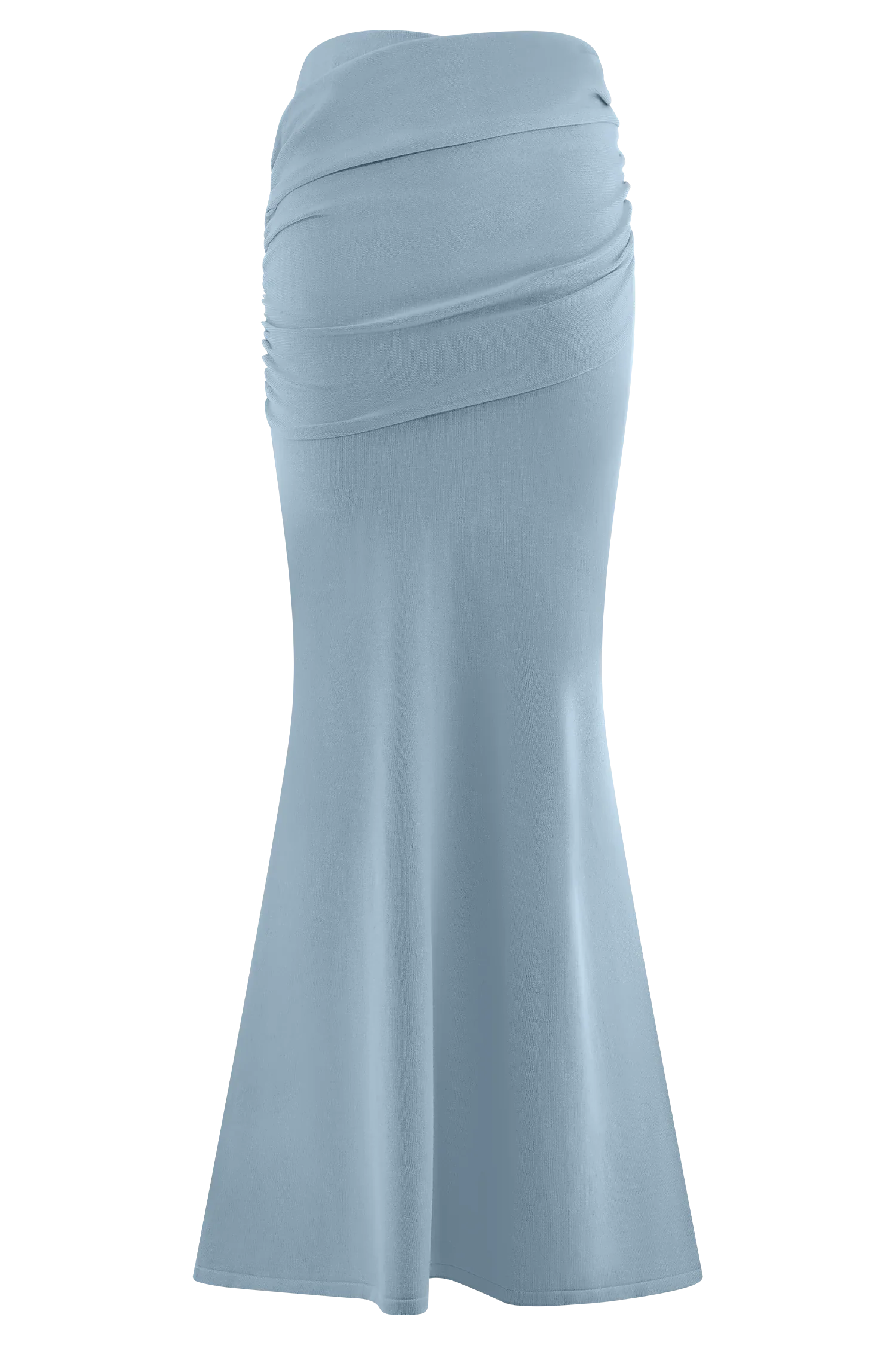 Irene Gathered Knit Maxi Skirt Blue