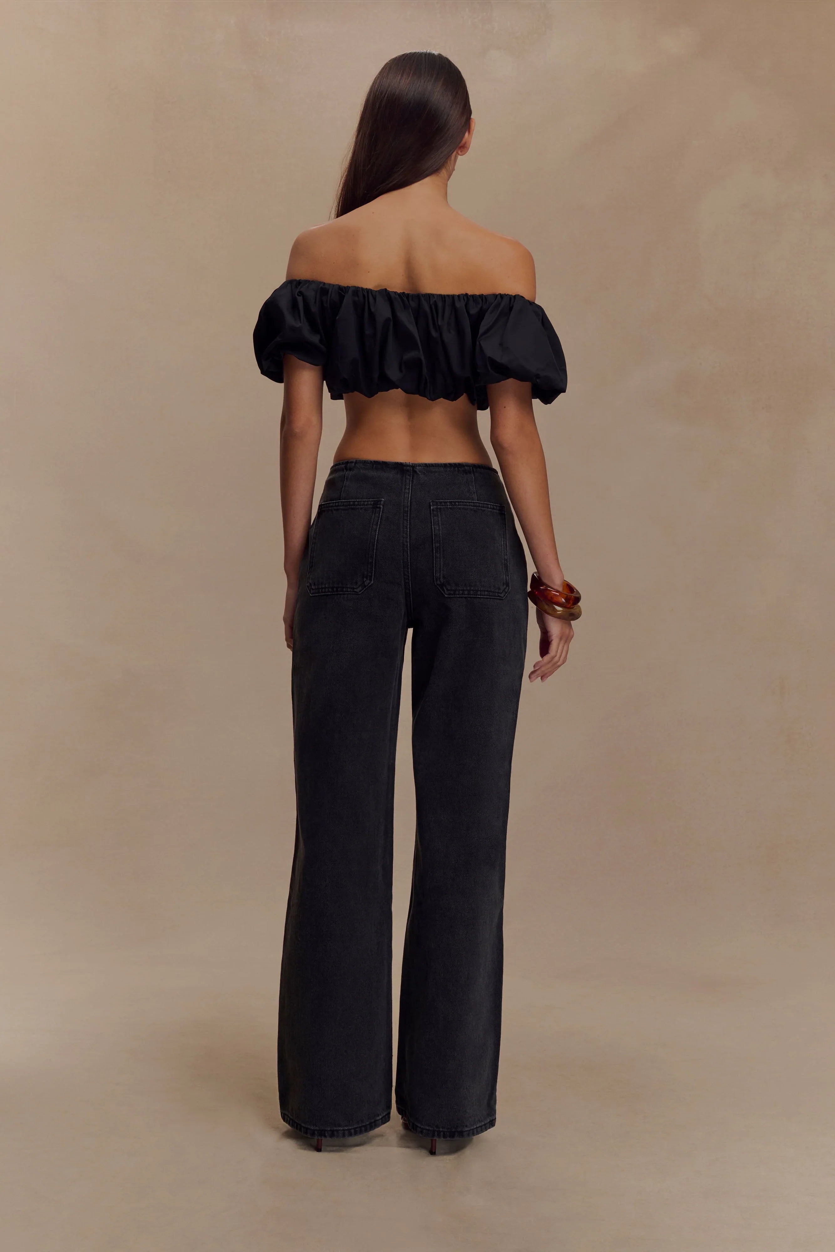 Caitlin Mid Rise Denim Jeans Washed Black