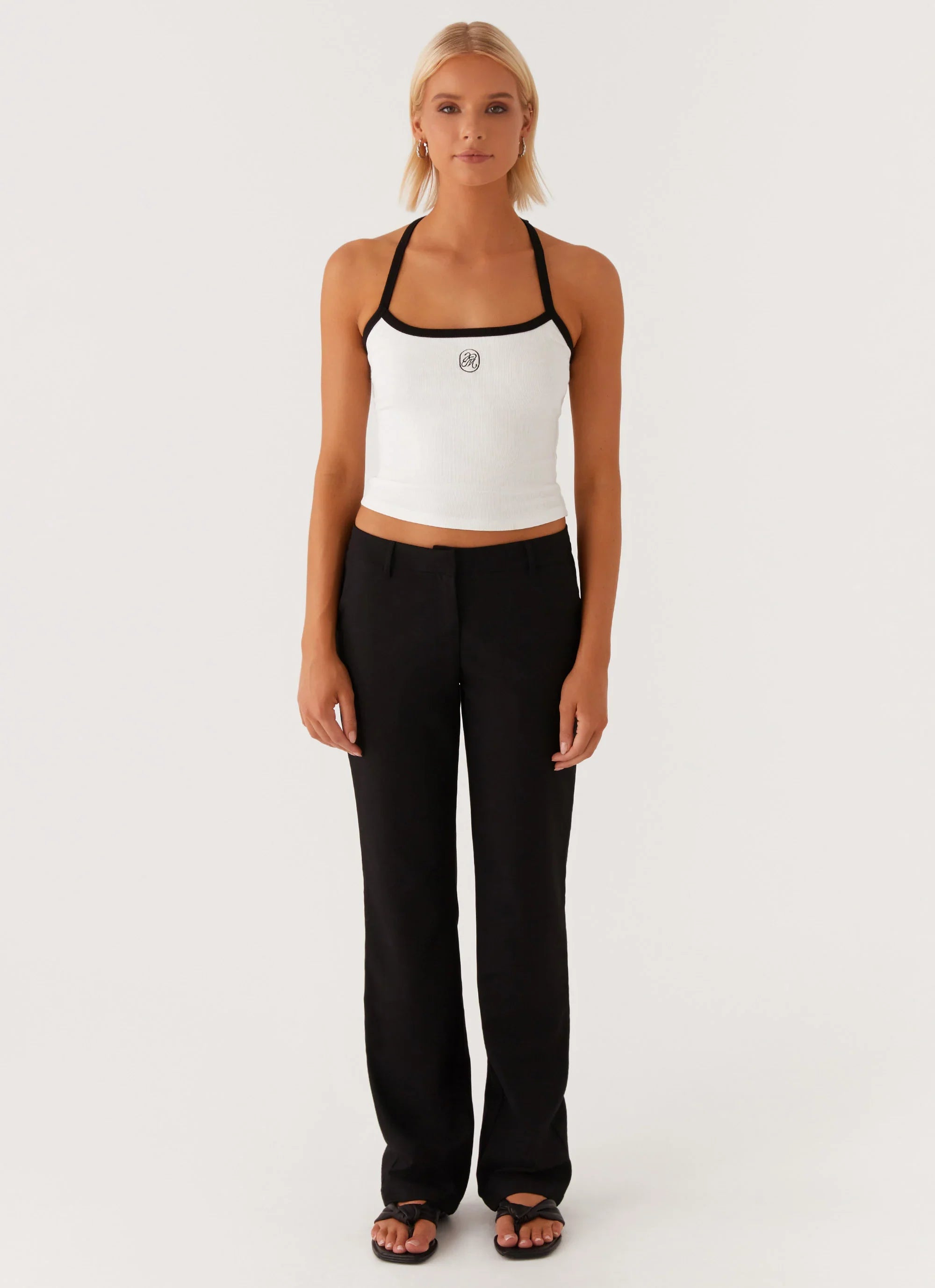 Signature Monogram Halter Top White