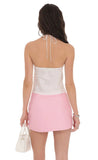 Faux Leather Skort in Pink