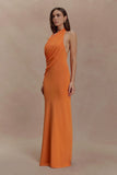 Elma Halter Knit Maxi Dress Orange