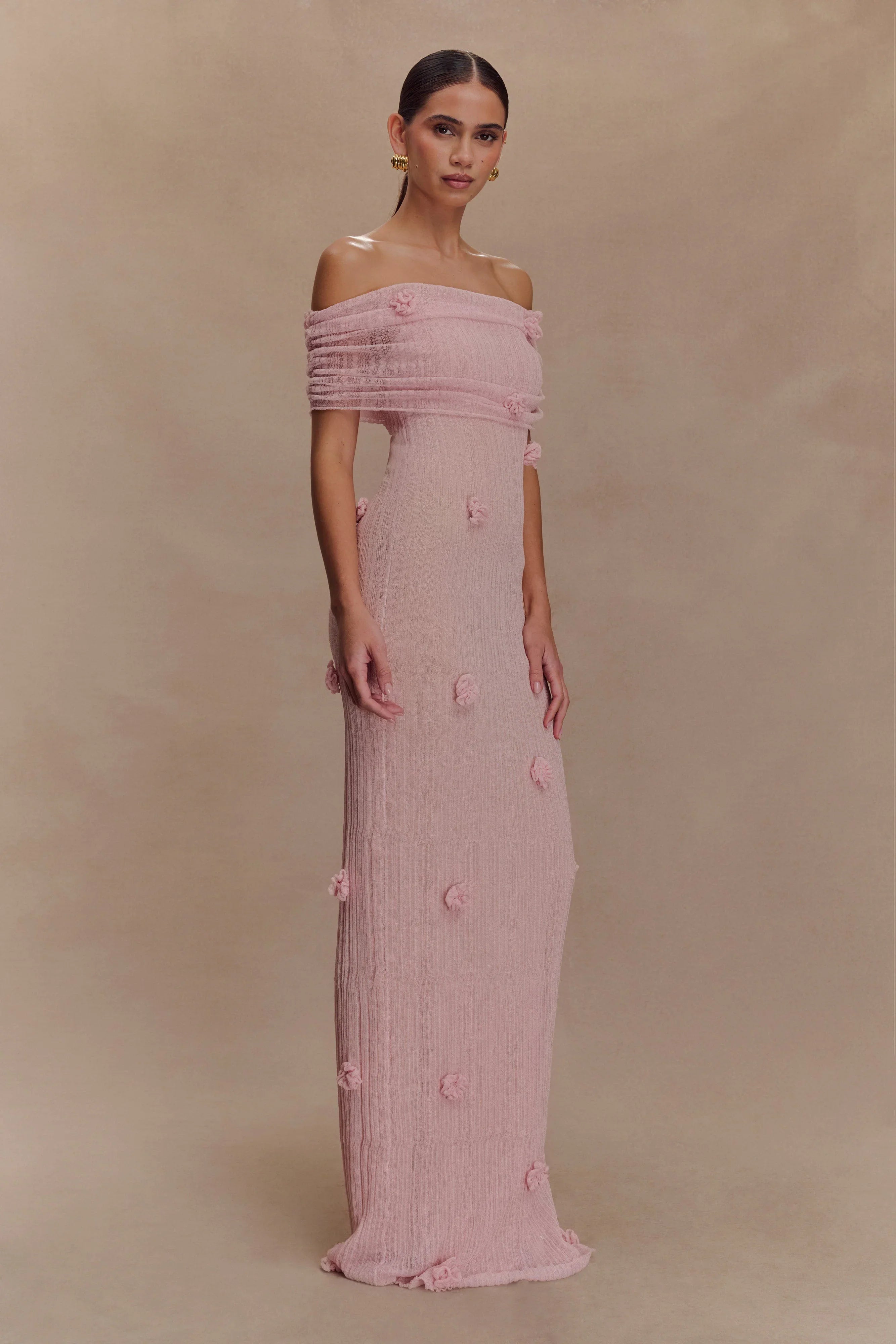 Brynn Orchid Knit Maxi Dress Pastel Pink