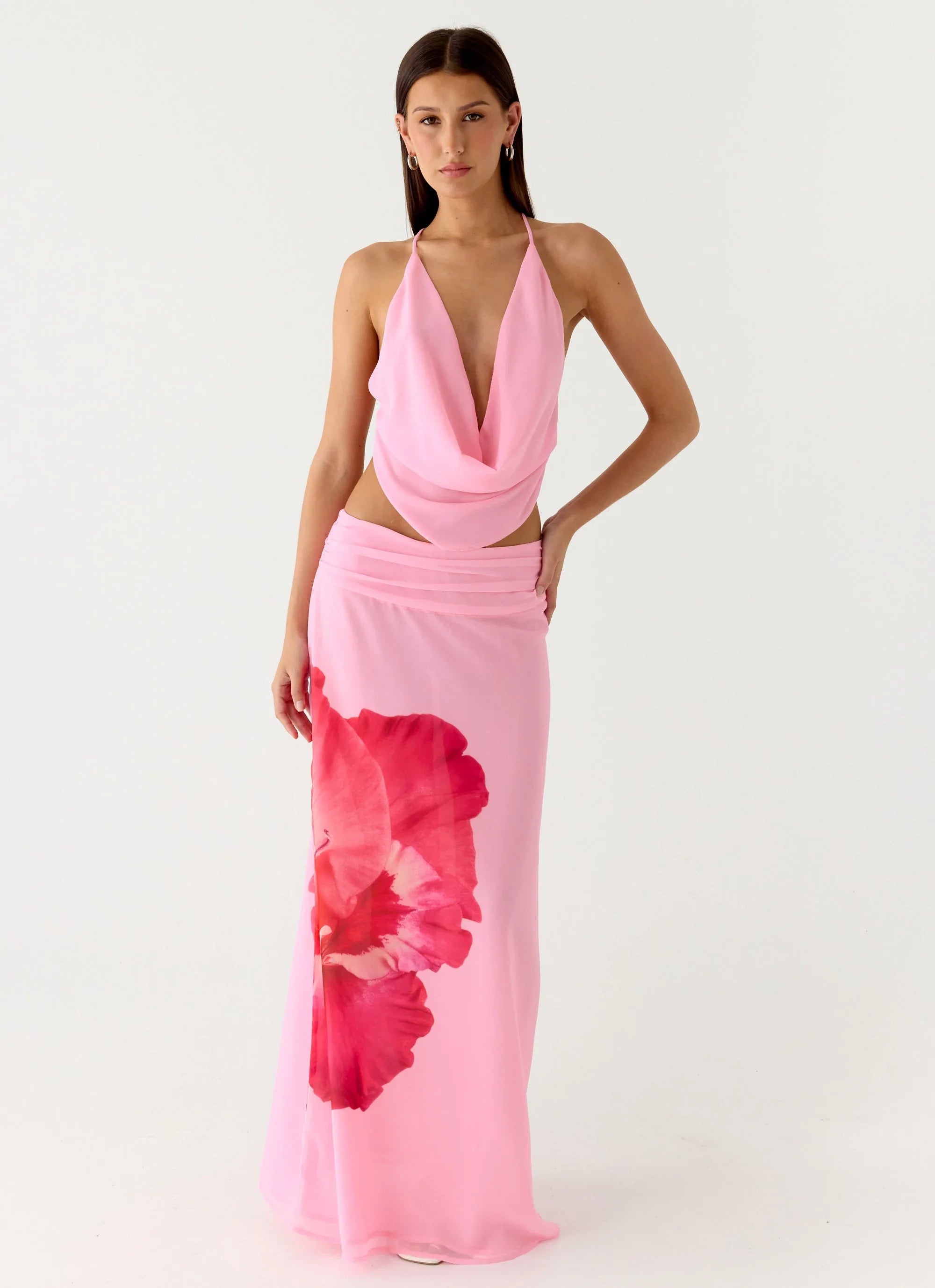 Blushing Bloom Maxi Skirt Baby Pink