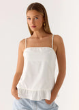 Lucie Mae Linen Top White