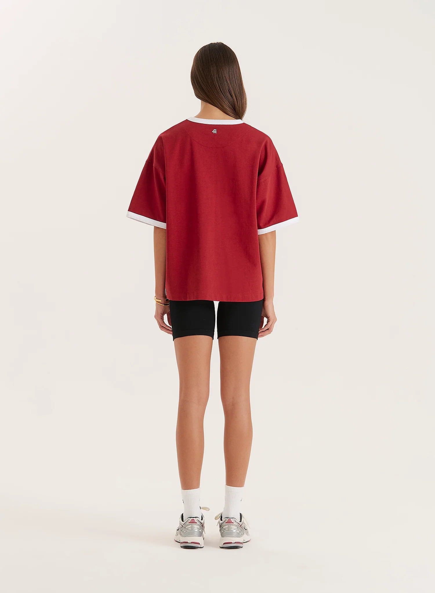 Red Contrast Trim Slogan T Shirt