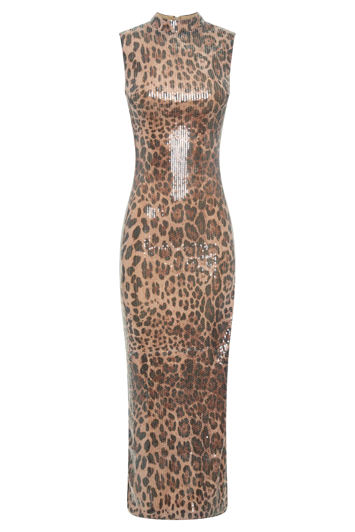 Veronica Sequin Midi Dress Leopard Print