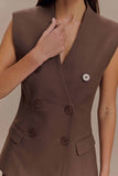 Penelope Suiting Sleeveless Blazer Chocolate