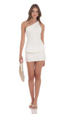One Shoulder Denim Top in Ivory
