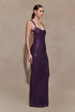 Jasmyn Hot Fix Maxi Dress With Mesh Back Purple
