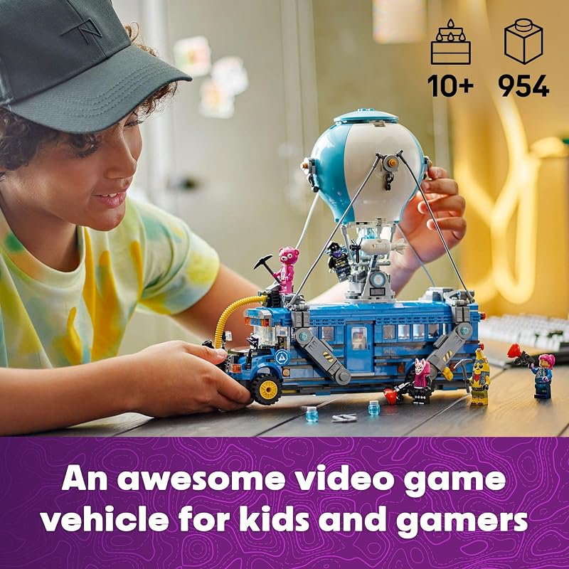 LEGO Fortnite Battle Bus Building Toy Collectible Fortnite Toy for Kids Boys Girls Ages 10 Pretend Play Set with 9 Minifigures from Video Game Gift for Birthdays 77073