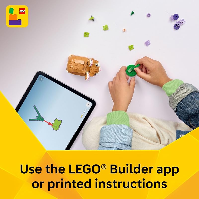 LEGO Creator 3 in 1 Cute Hamster with a Flower Building Toy for Girls Boys Ages 7 Kids Build a Hamster Hedgehog or Eagle Animal Figure Gift Idea for Birthdays 31376