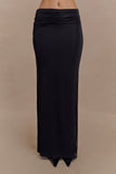 Judy Slinky And Mesh Maxi Skirt Black