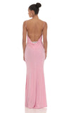 Lace Open Back Maxi Dress in Pink