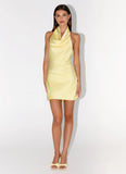 Soft Focus Cowl Neck Mini Dress Yellow