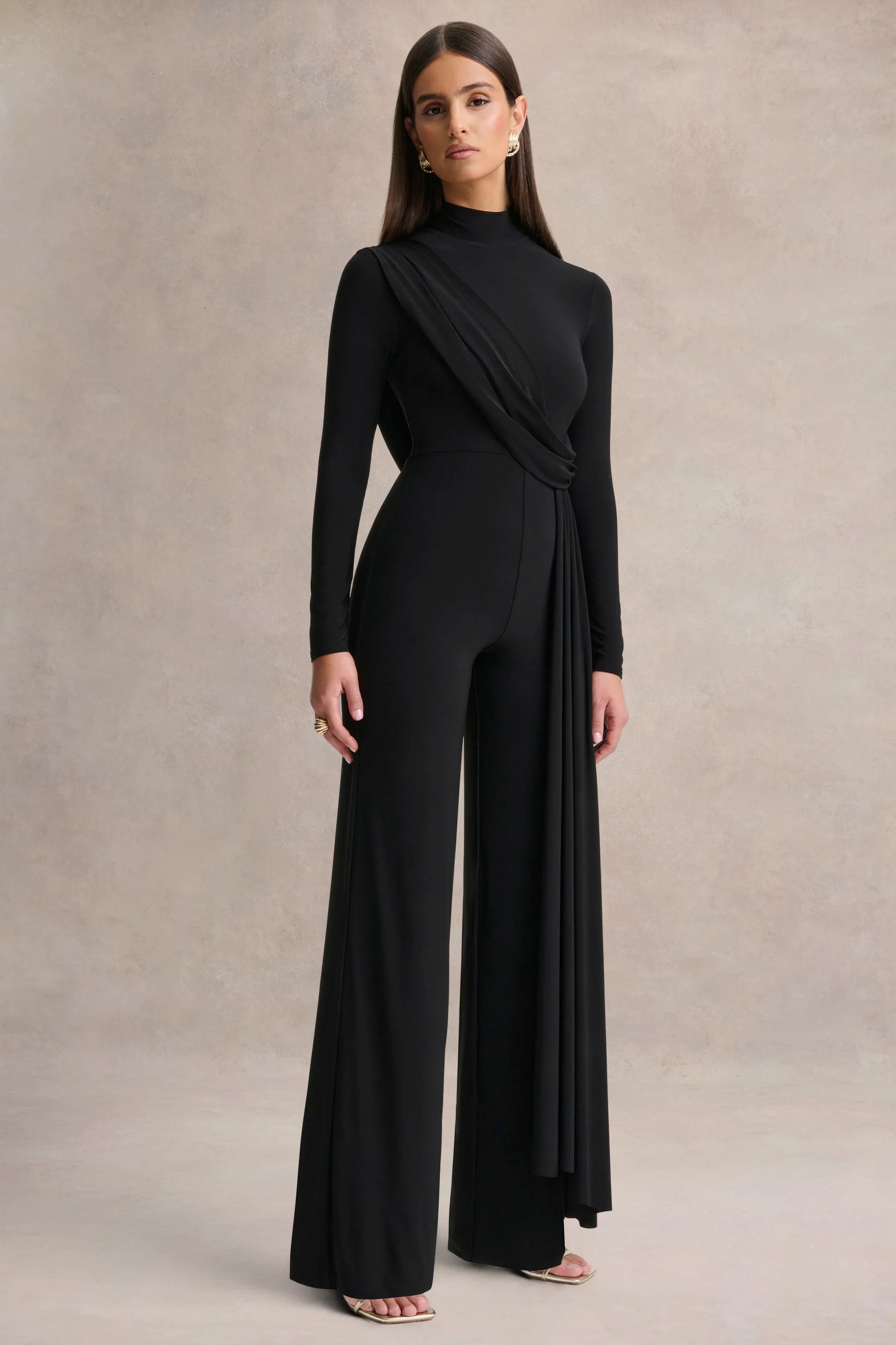 Havenna Black High Neck Jumpsuit