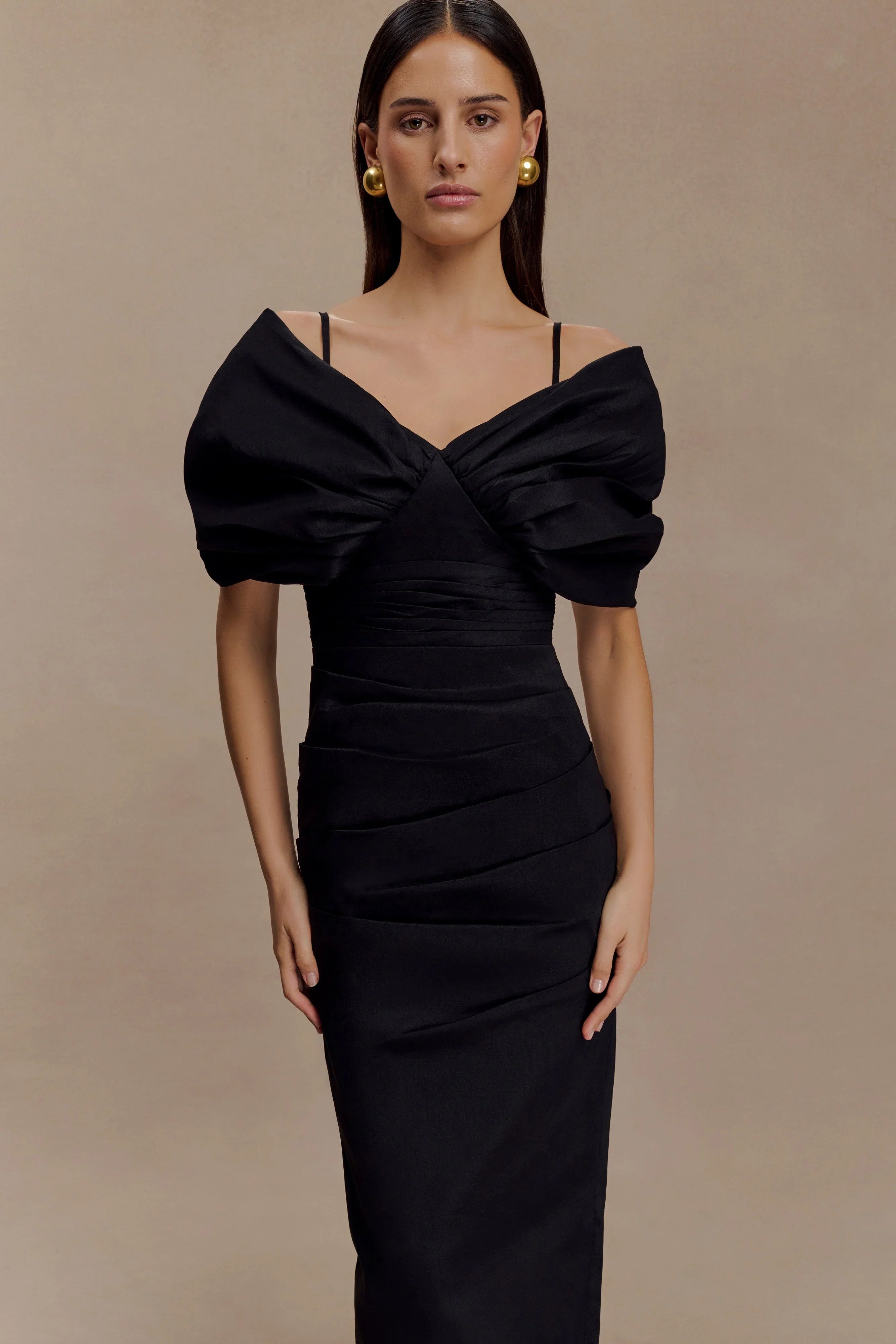 Thelma Bardot Maxi Dress Black