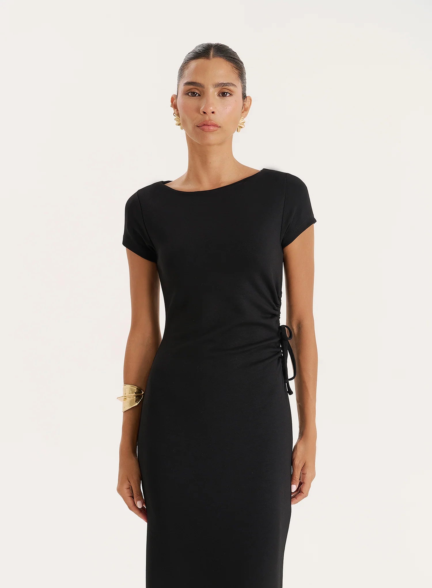 Black Jersey Cut Out Maxi Dress