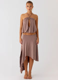 Jisoo Asymmetric Midi Skirt Desert Taupe