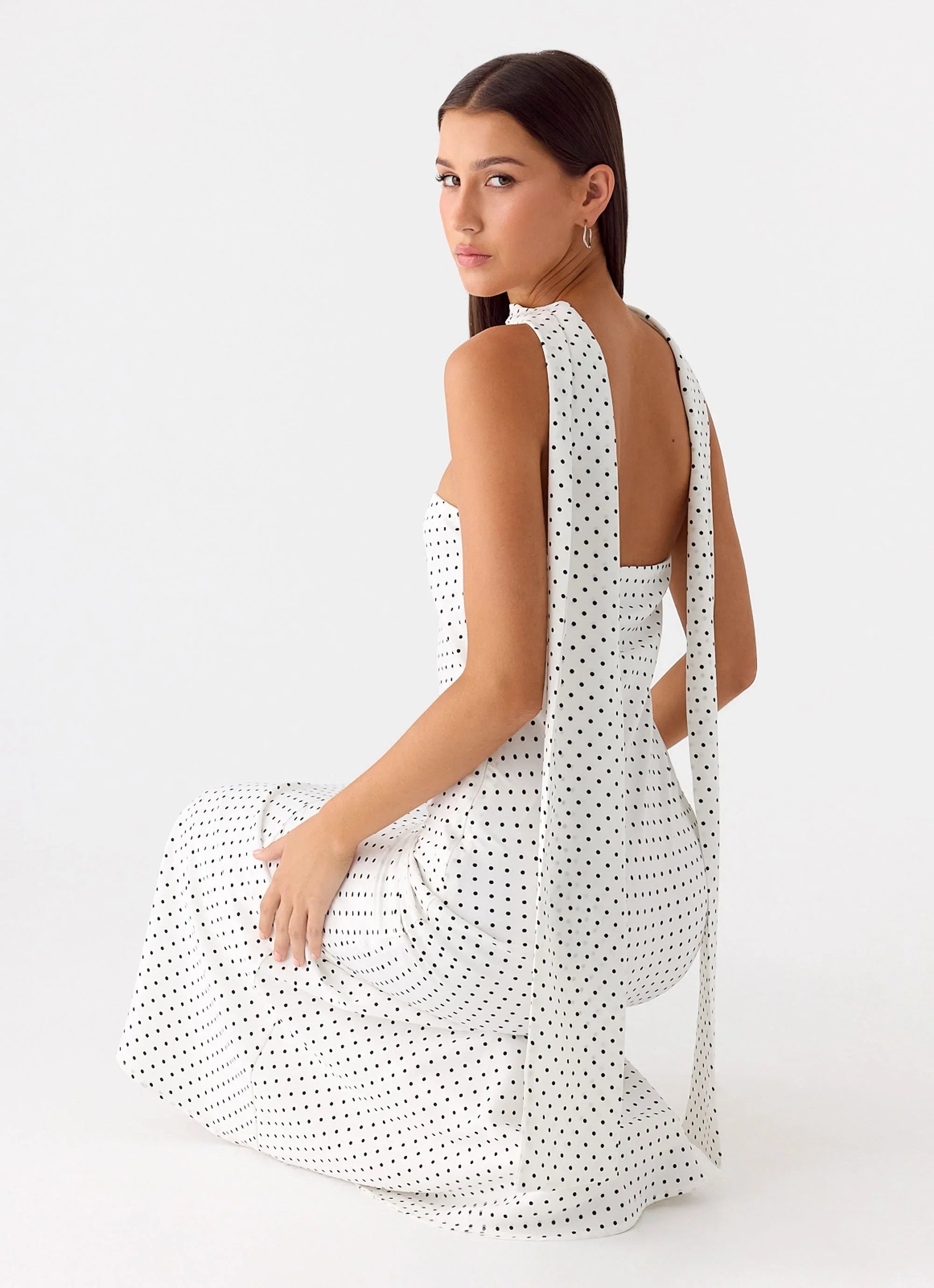 Under The Pagoda Maxi Dress White Polkadot