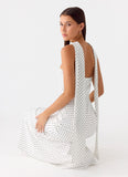 Under The Pagoda Maxi Dress White Polkadot