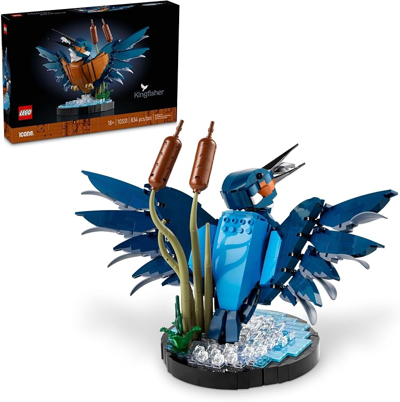 LEGO Icons Kingfisher Bird Model Creative Set for Adults to Build and Display Relaxing Project for Bird Lovers Enthusiasts Ideal Gift for Home and Office Décor 10331