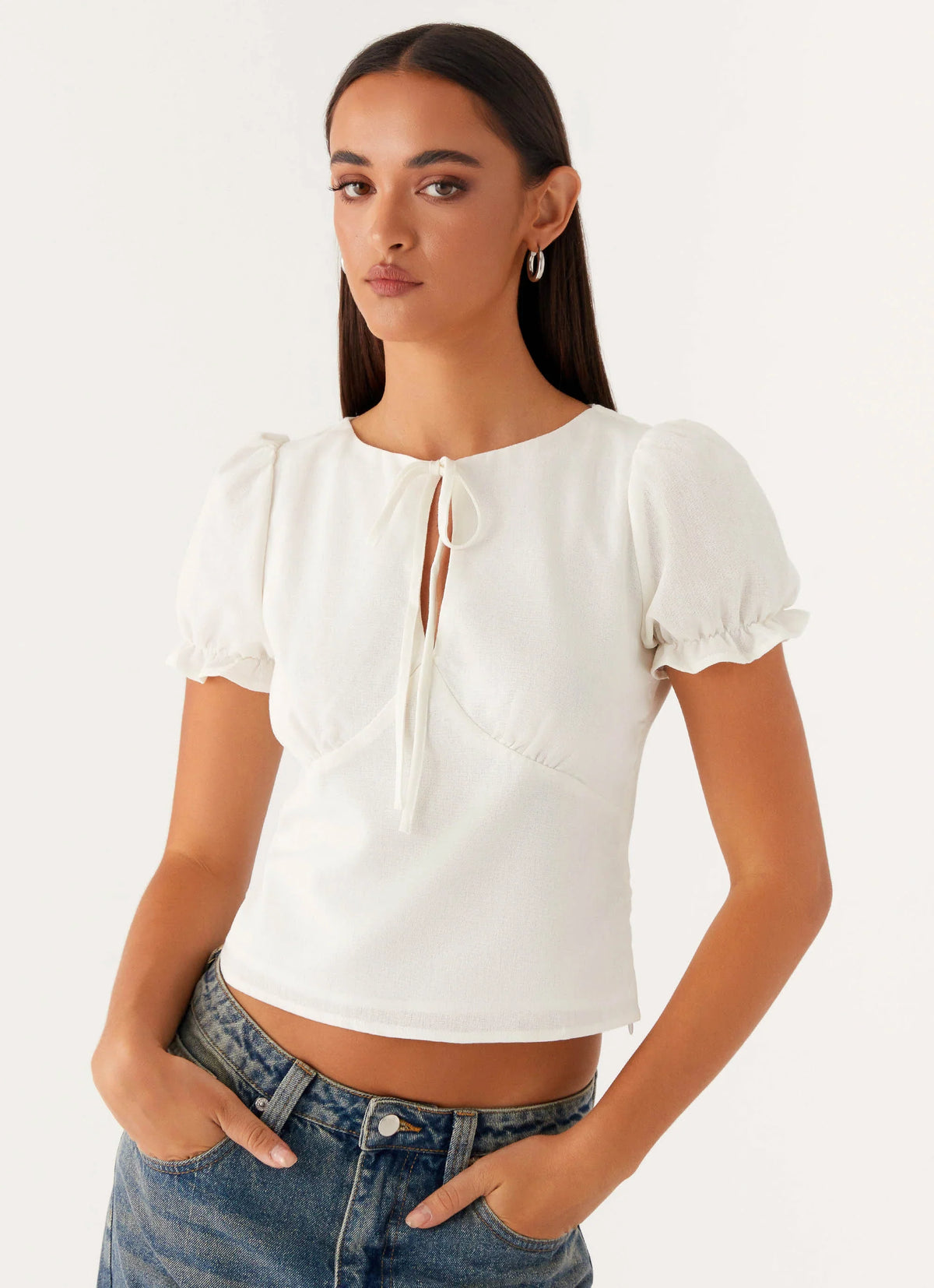 These Words Puff Sleeve Top White