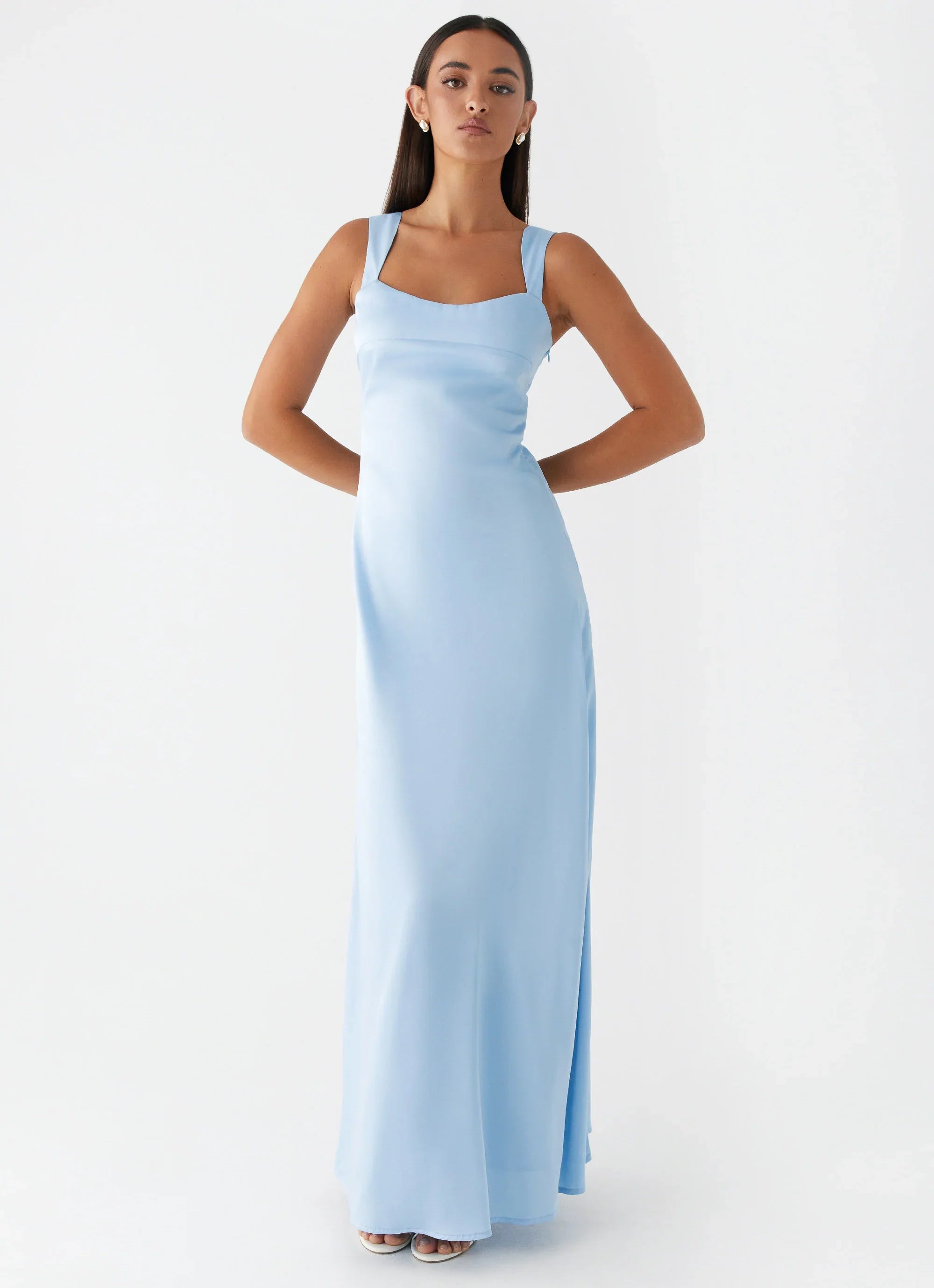 Odette Satin Maxi Dress Blue