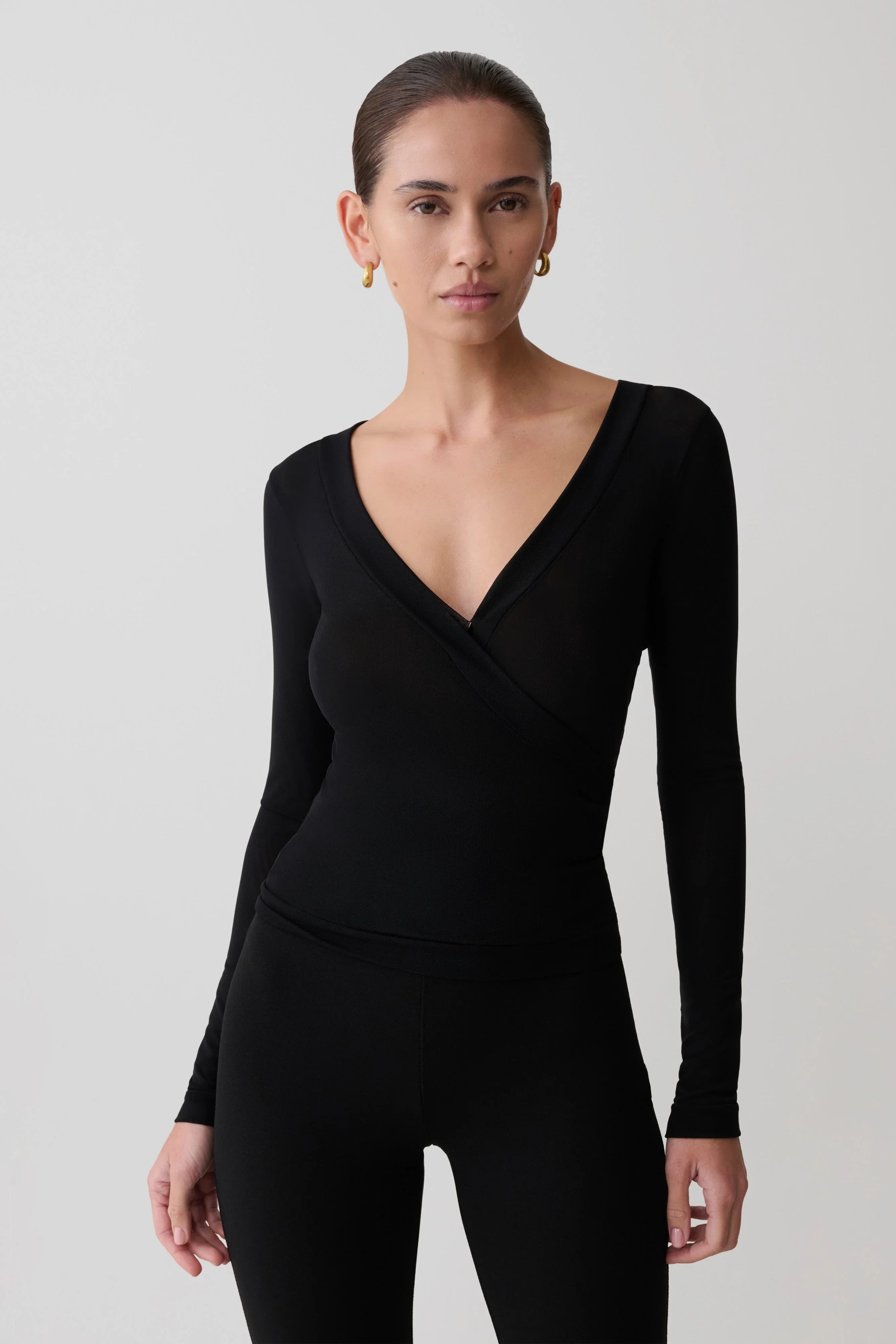 Lumi Long Sleeve Mesh Top Black
