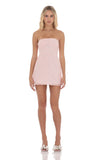 Rosette Strapless Dress in Pastel Pink
