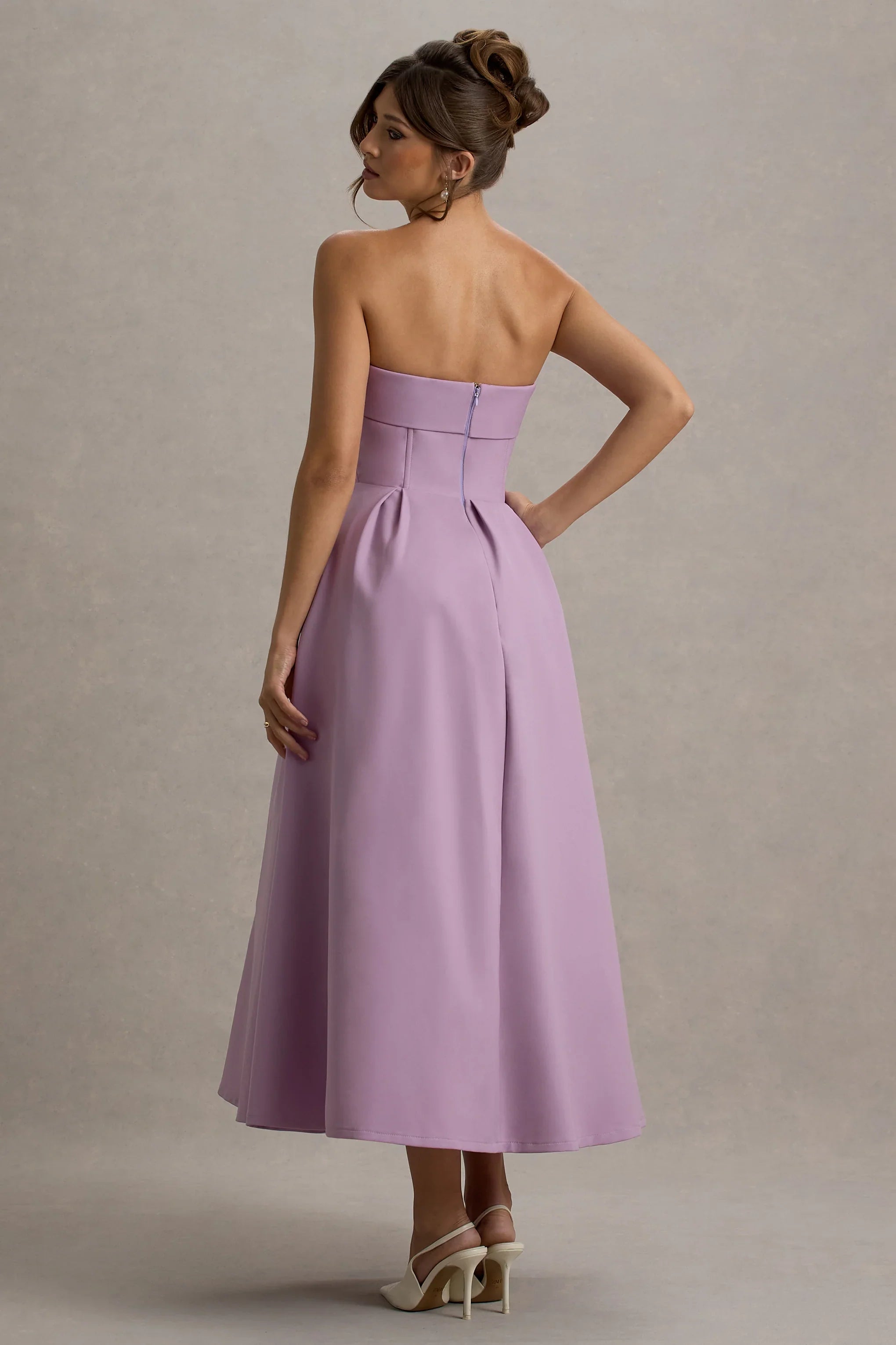 Annalise Lilac Bandeau Skater Midi Dress