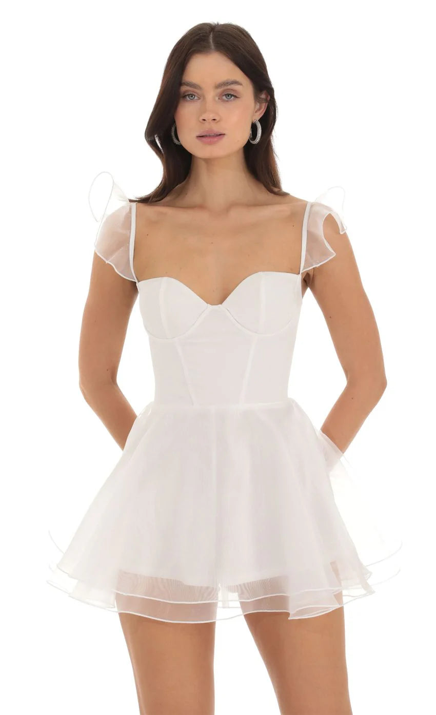 Corset A line Romper in White
