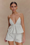 Janayia Cotton Beaded Top White