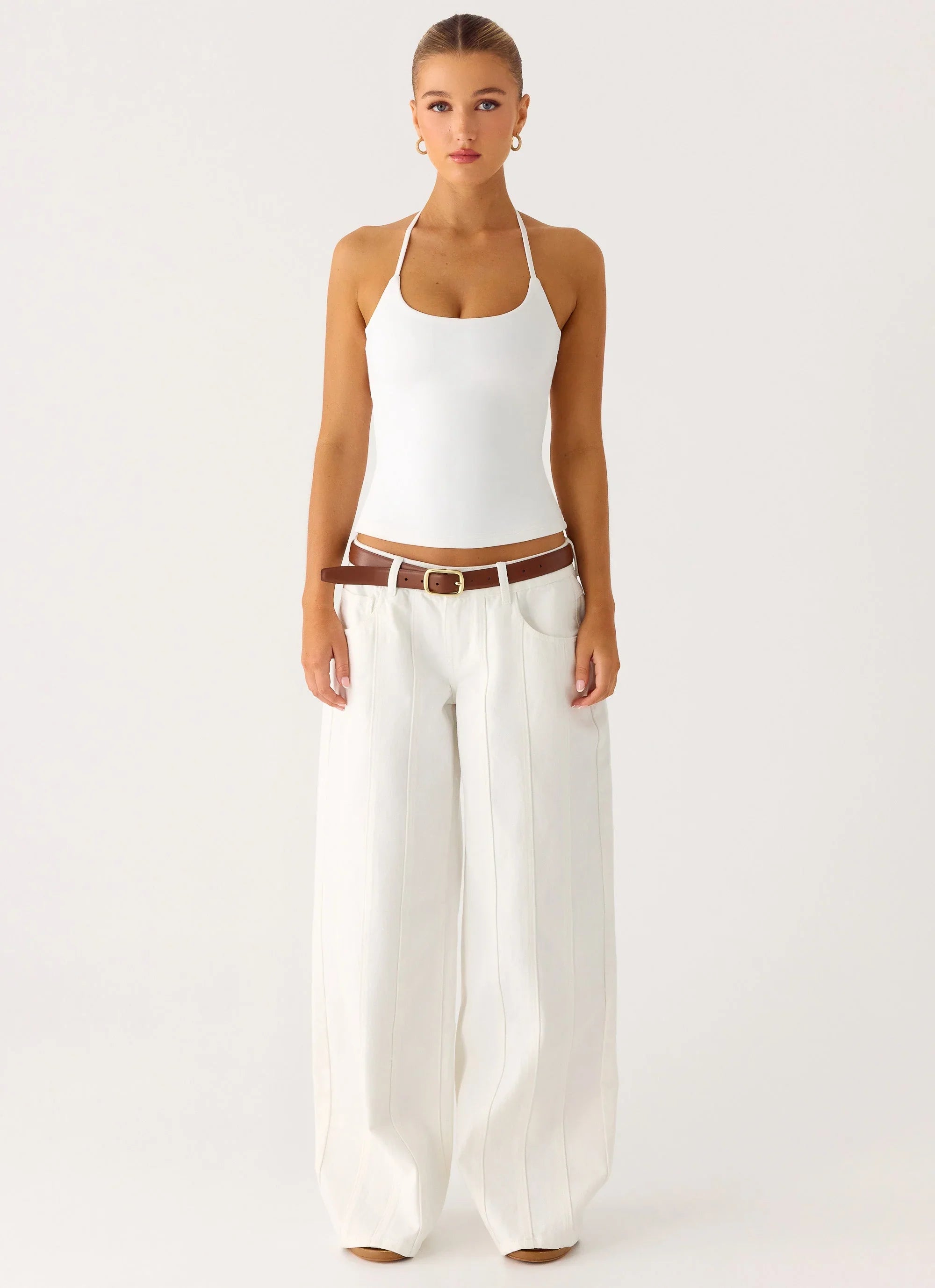 Johnny Low Rise Wide Leg Denim Jeans White