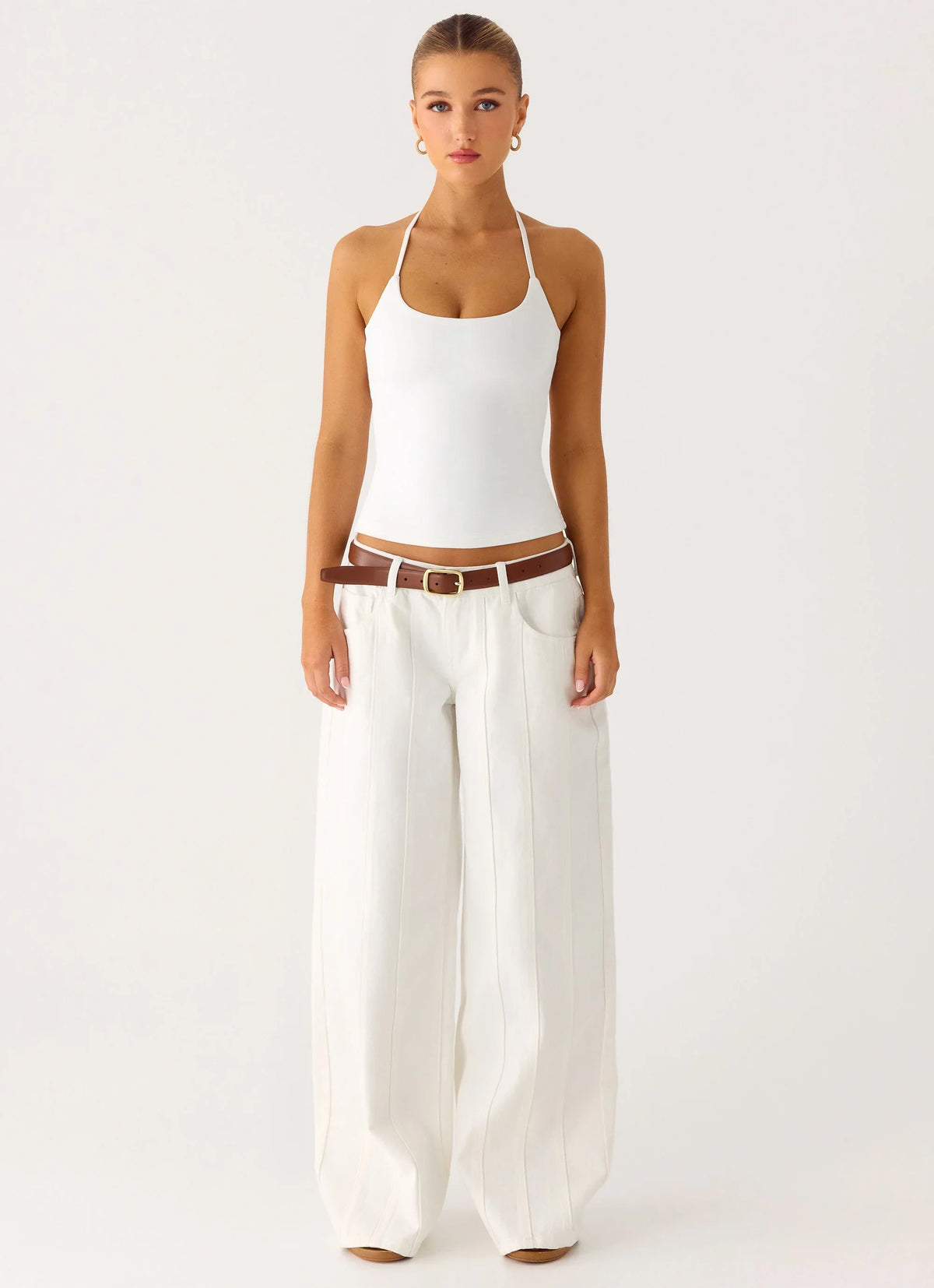 Johnny Low Rise Wide Leg Denim Jeans White