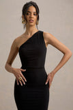 Venetia Black One Shoulder Tie Back Maxi Dress