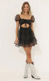 Dotted Organza Dress in Black
