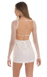 Sequin Flare Sleeve Dress in White