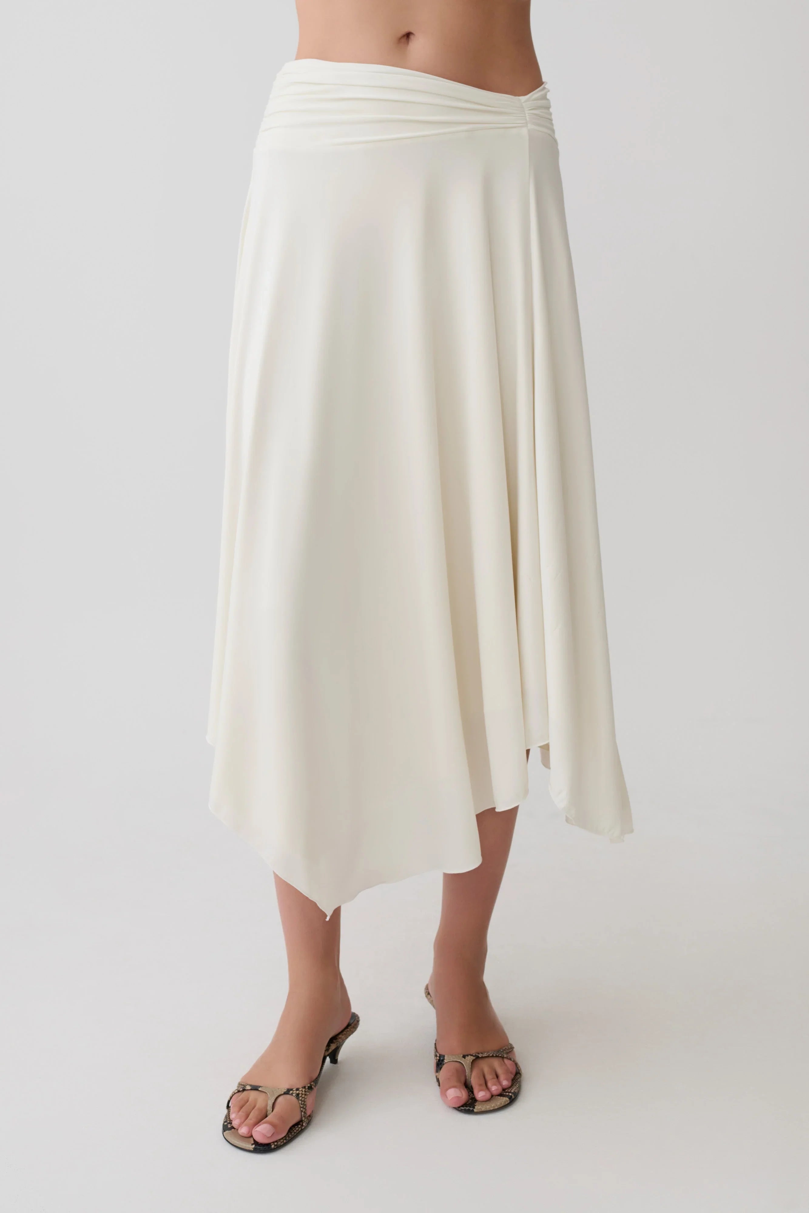 Luu Slinky Midi Skirt Ivory