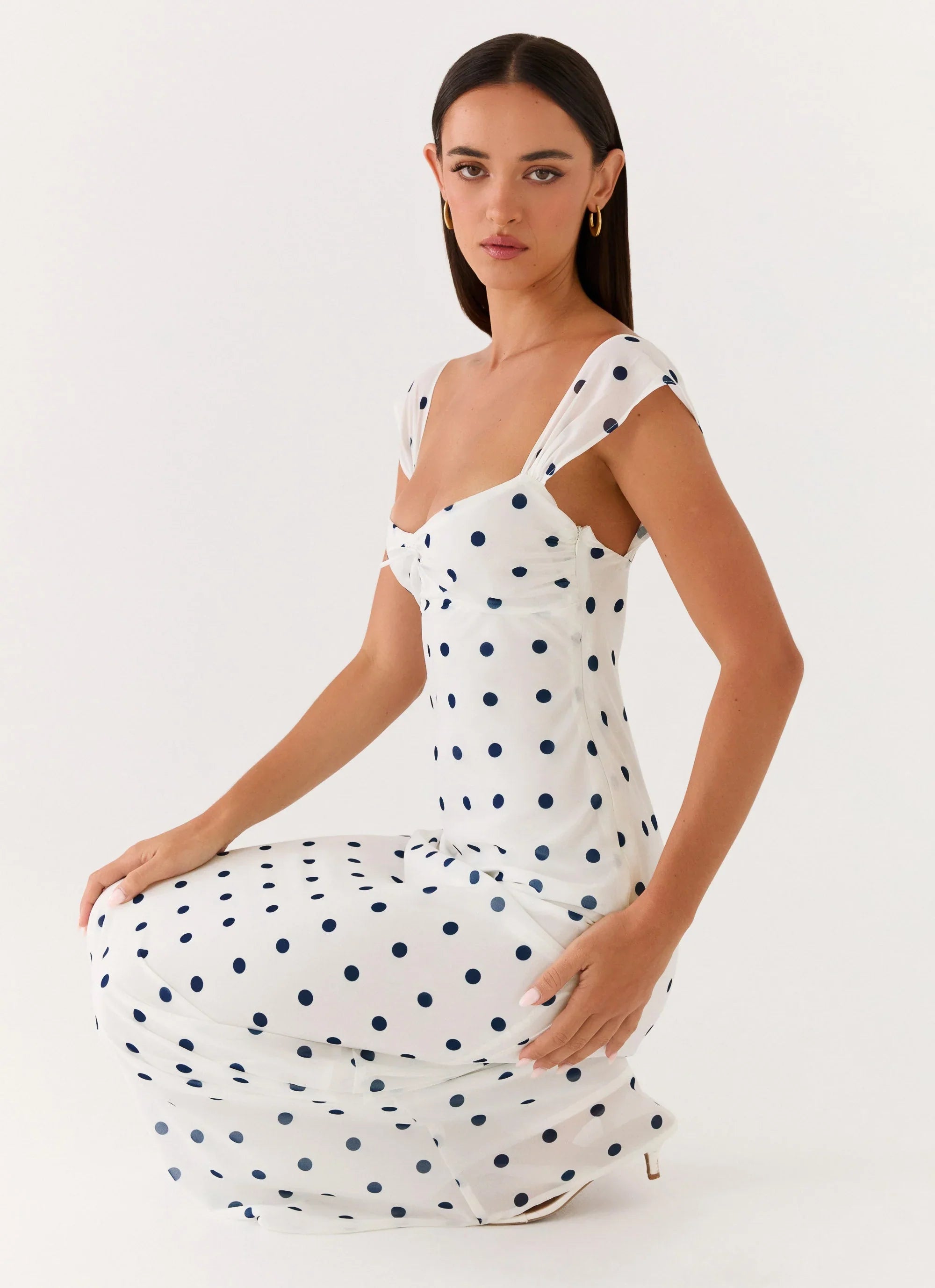 Roma Notte Maxi Dress Porcelain Blue Polka Dot