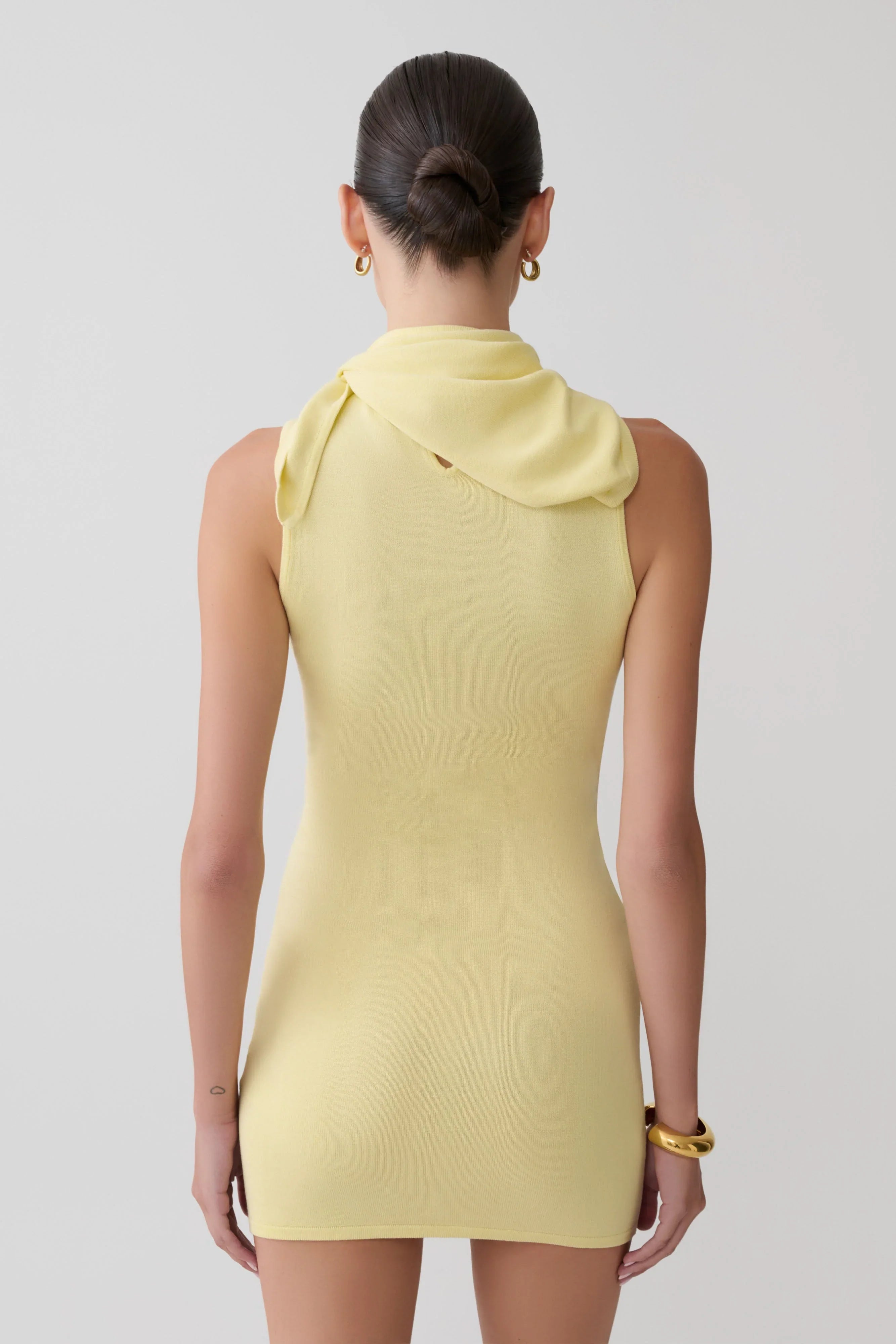 Amilee Scarf Knit Mini Dress Lemon
