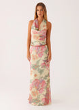 Soulful Low Rise Maxi Skirt Yellow Peony