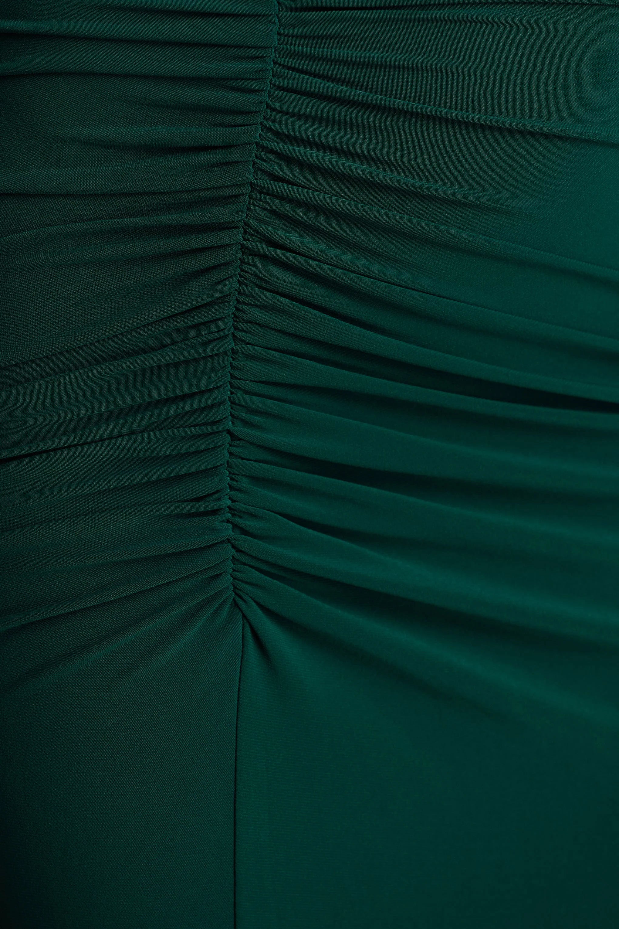 Cassandra Bottle Green High Neck Long Sleeve Midi Dress