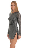 Sequins Crepe Corset Dress in Silver