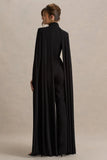 Dulcet Black High Neck Jumpsuit With Cape Sleeves