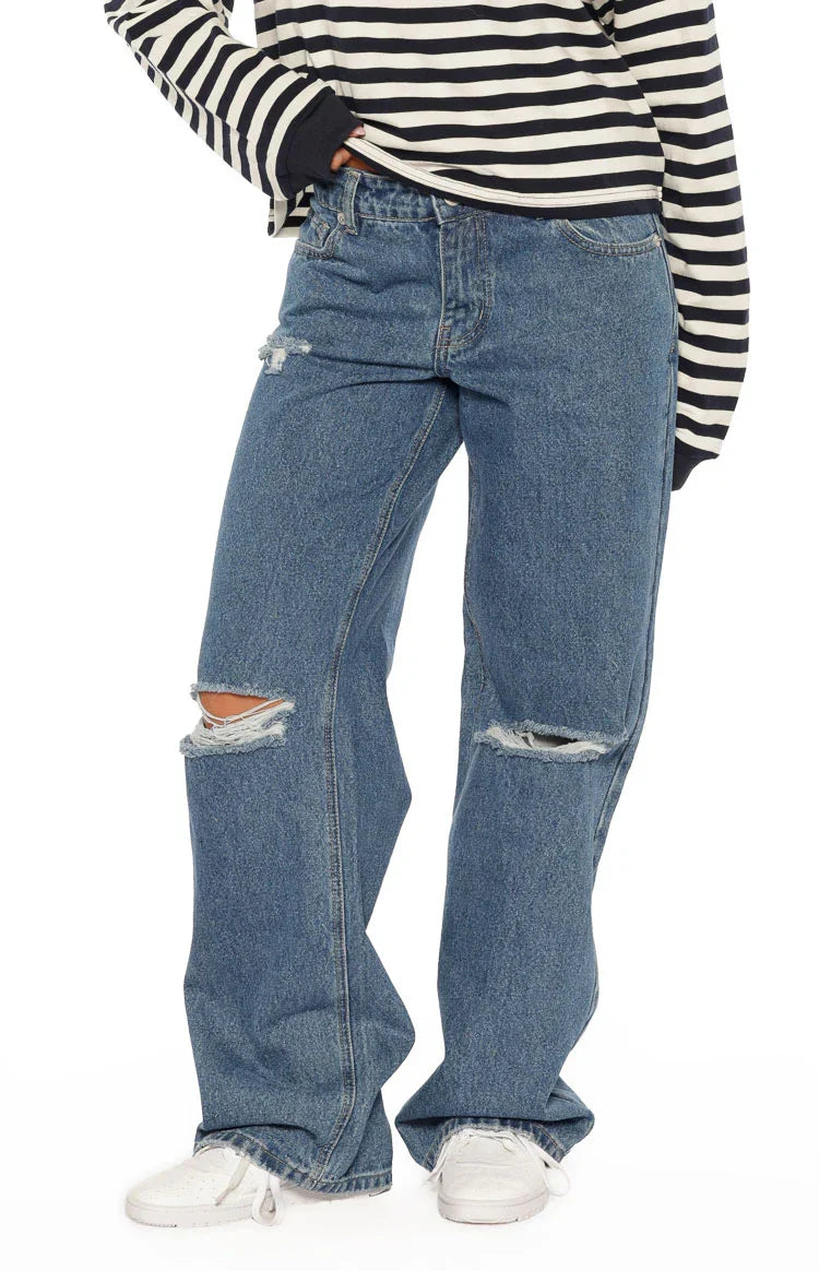 Roxie Mid Wash Ripped Jeans