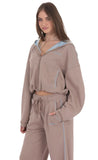 Two Toned Cropped Hoodie in Taupe