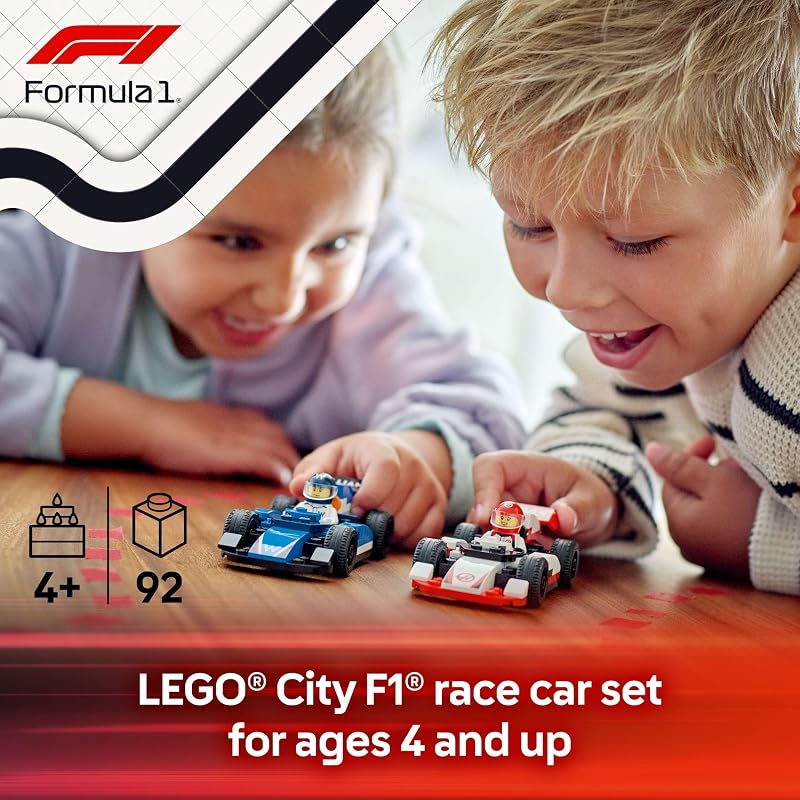 LEGO City F1 Williams Racing Haas F1 Race Car Toys Car Building Toy Set for Kids Boys and Girls Ages 4 Preschool Toy for Fans Gift Idea for Birthdays 60464