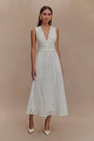 Arla Broderie Midi Skirt White