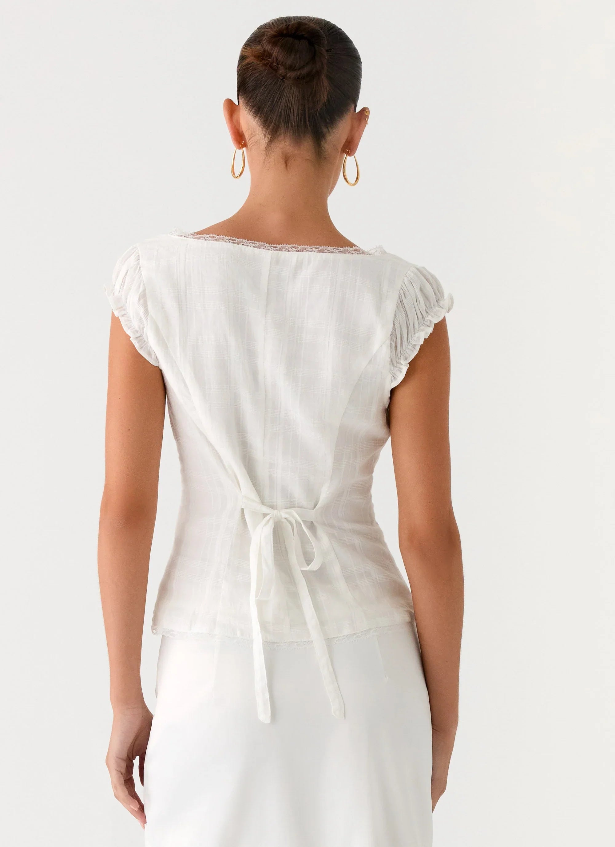 Ruann Lace Trim Top White